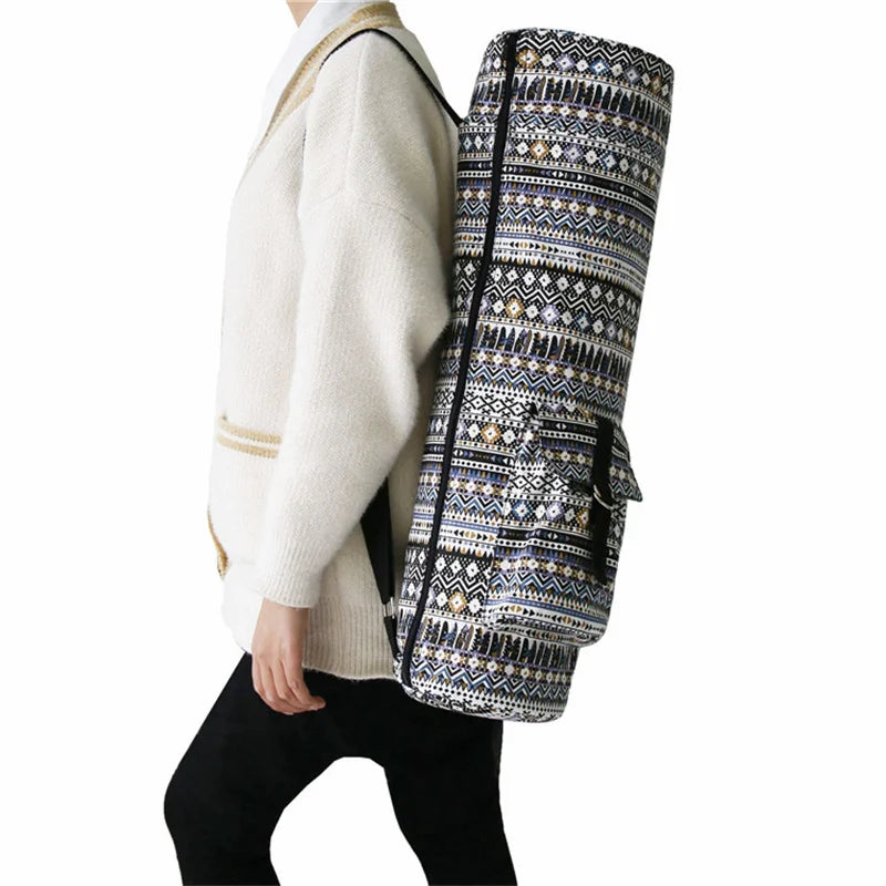 Hot Sale Yoga Bag Canvas Yoga Mat Bag European Style Gym Mat Bag Yoga Backpack Waterproof Pilates Mat Case Bags Carriers 68*18Cm