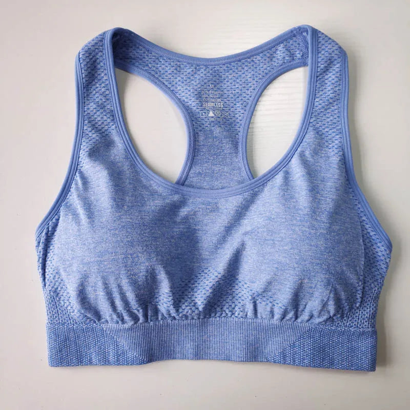 Women Seamless Sport Bra Racerback Push up Workout Bra for Yoga Running Breathable Wireless