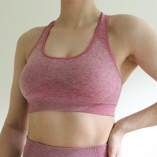 Women Seamless Sport Bra Racerback Push up Workout Bra for Yoga Running Breathable Wireless