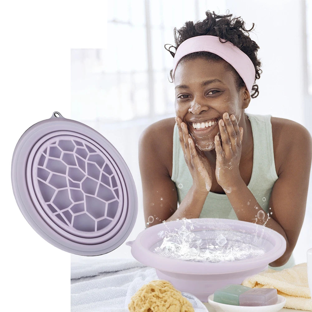 Silicone Ice Facial Folding Washbasin with Ice Tray Collapsible Facial Plunge Bowl Face Ice Bath Water Chiller