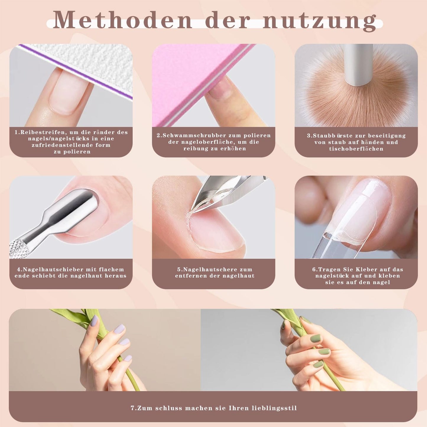 Kurze Coffin Nail Tips Set, 240 Nageltips Für Gelnägel, Stück Full Cover Nail Tips, Mit Nagelhautzange, Nagelhautschieber, Nagelfeile 100/180, Nagelpolierblock, Nagelstaubpinsel, 12 Größen