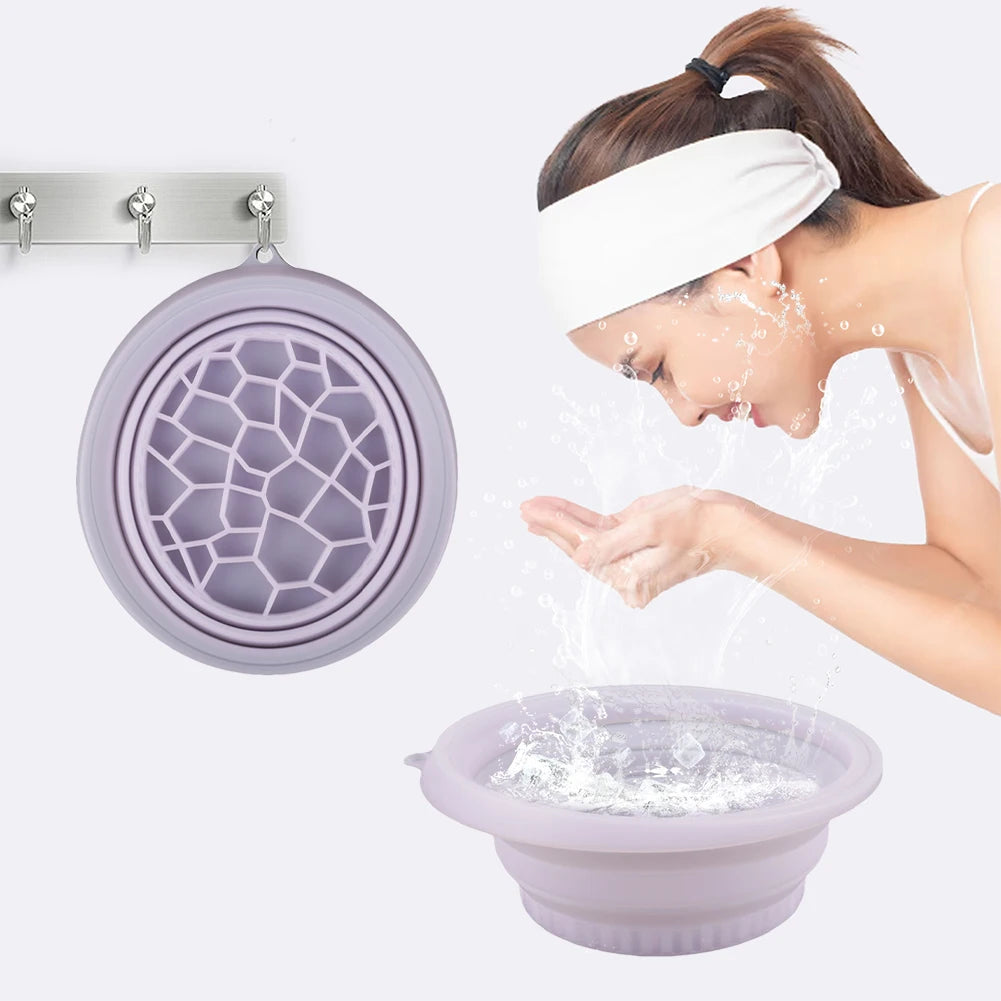 Silicone Ice Facial Folding Washbasin with Ice Tray Collapsible Facial Plunge Bowl Face Ice Bath Water Chiller