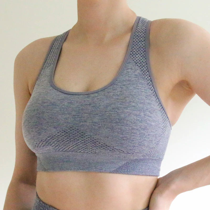 Women Seamless Sport Bra Racerback Push up Workout Bra for Yoga Running Breathable Wireless