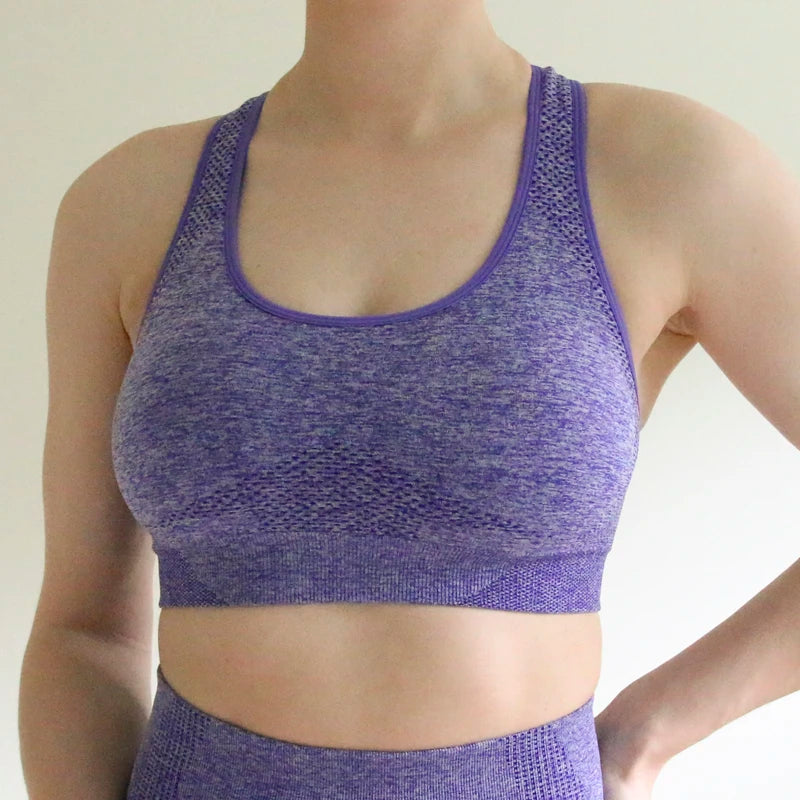 Women Seamless Sport Bra Racerback Push up Workout Bra for Yoga Running Breathable Wireless