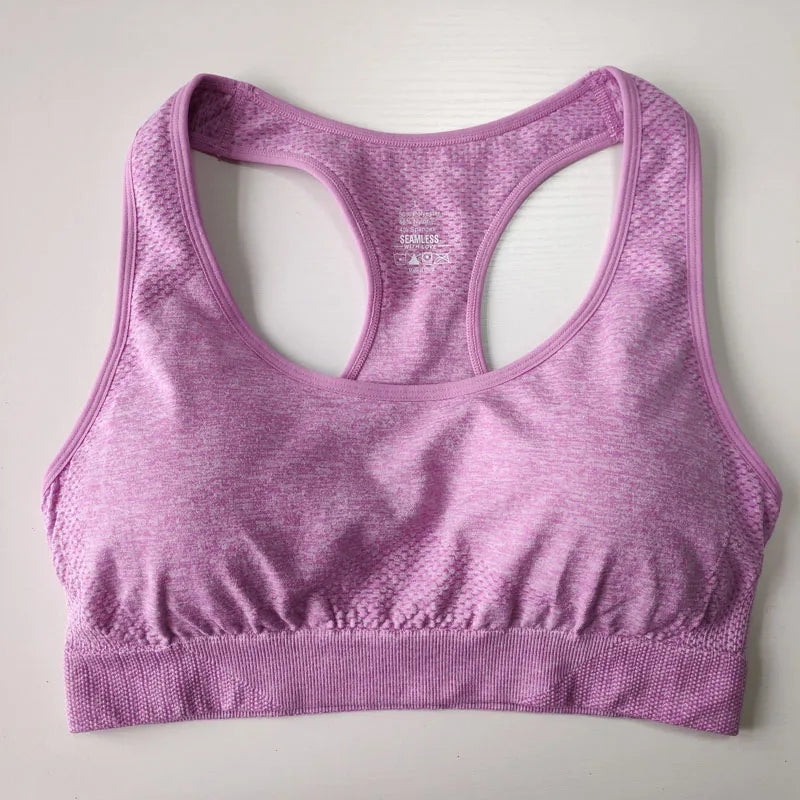 Women Seamless Sport Bra Racerback Push up Workout Bra for Yoga Running Breathable Wireless