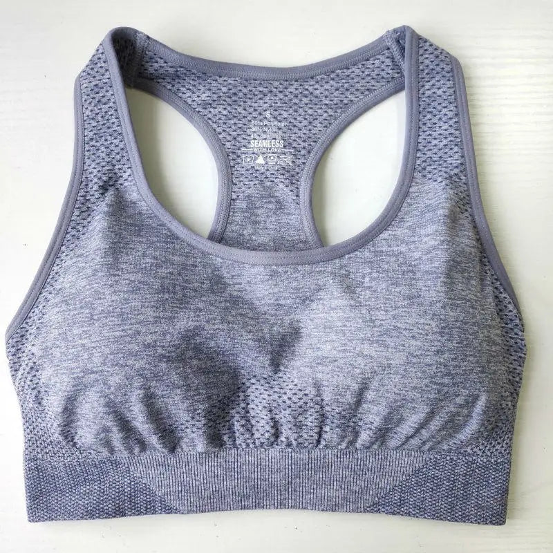 Women Seamless Sport Bra Racerback Push up Workout Bra for Yoga Running Breathable Wireless